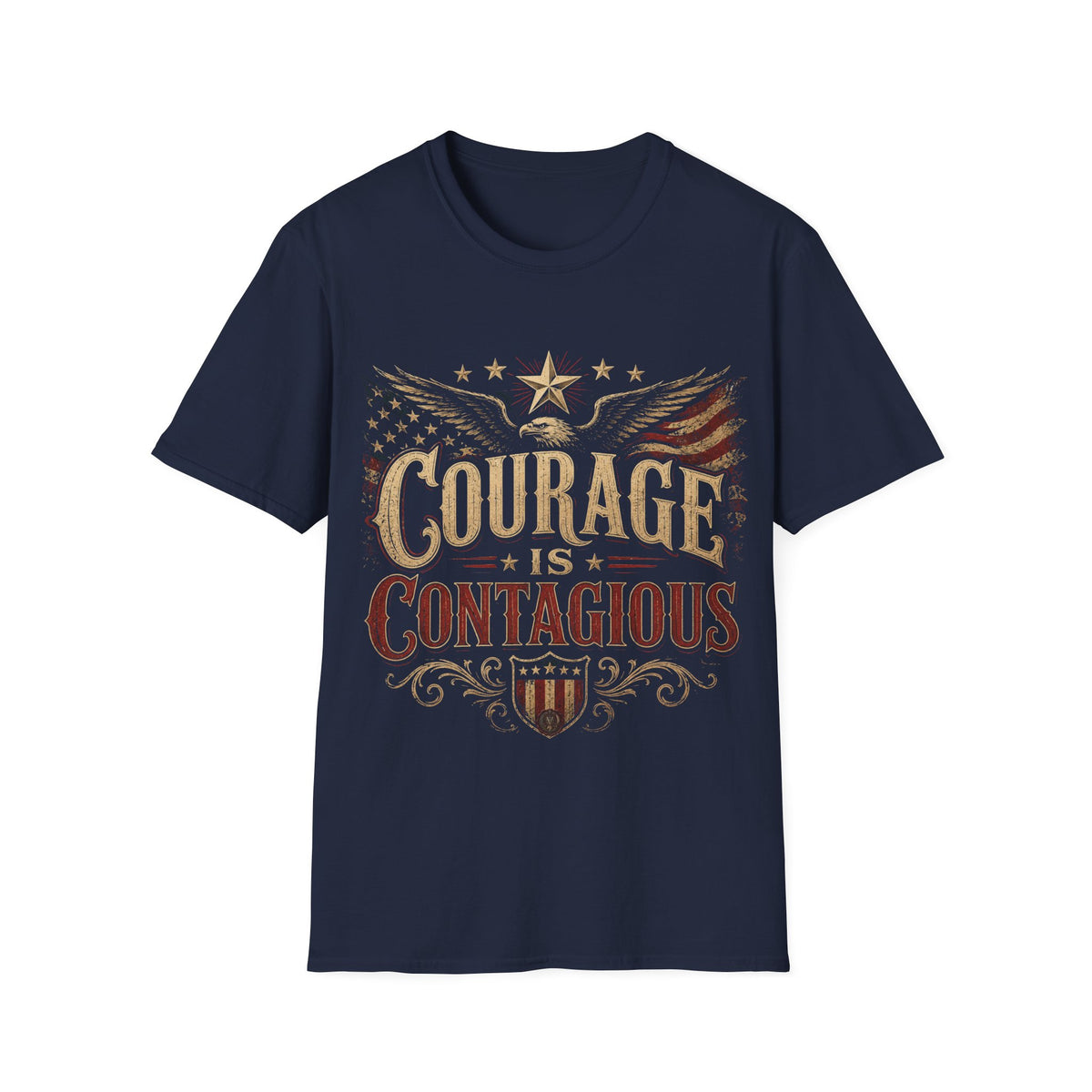 Courage Is Contagious T-Shirt — Vintage Patriotic Eagle Graphic