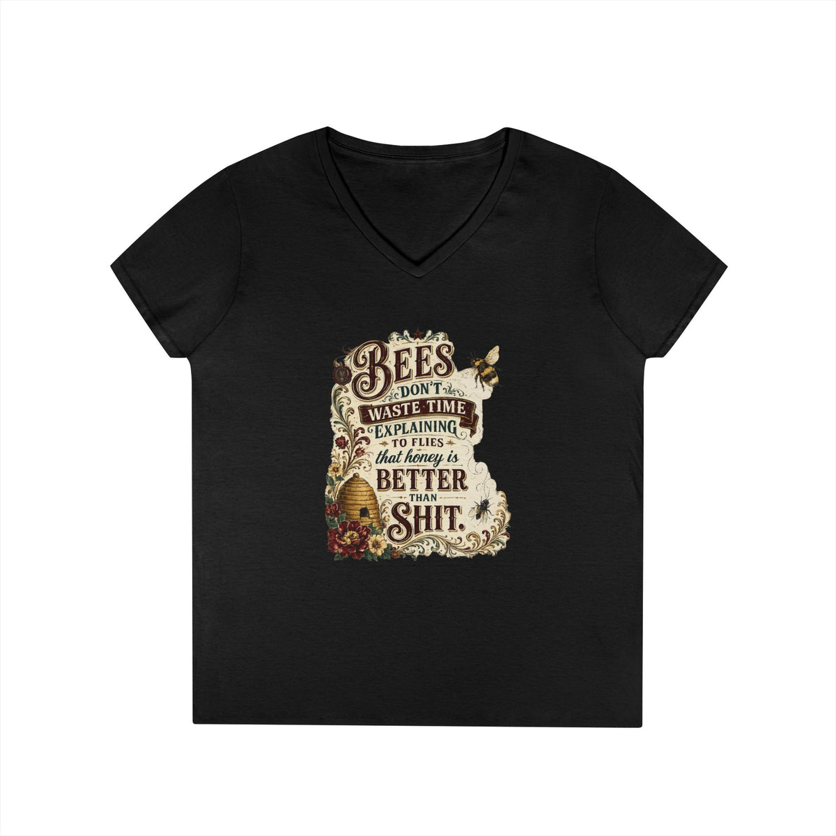 "Bee's Don't Waste Time," Women's Sassy Bee Garden Graphic Tee