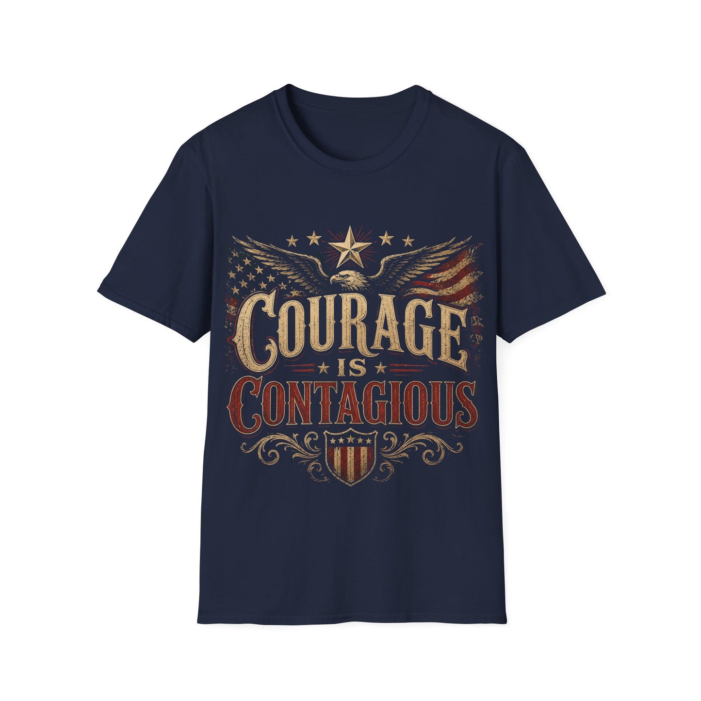 Courage Is Contagious T-Shirt — Vintage Patriotic Eagle Graphic