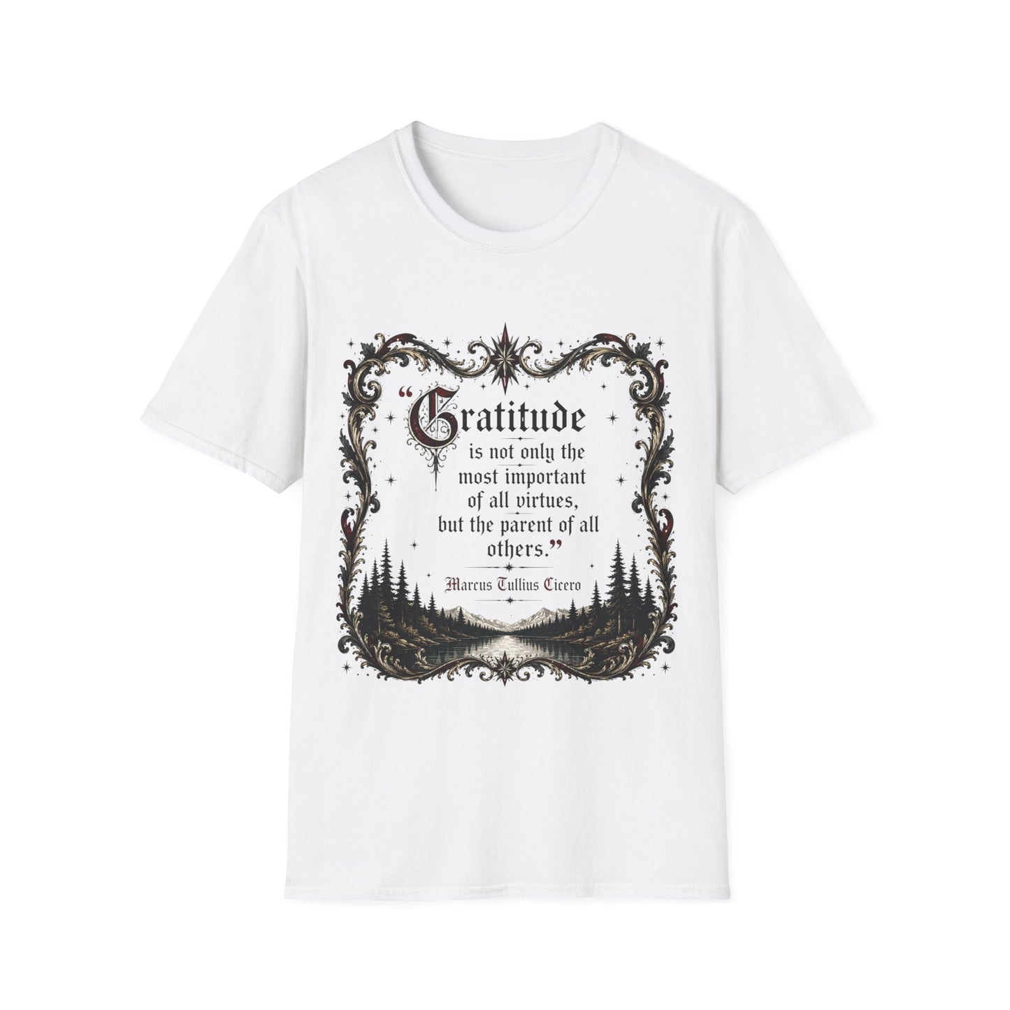 Gratitude is not only the most important of all virtues but the...— Vintage Ornate Marcus Aurelius Quote Tee