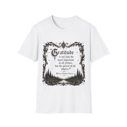 Inspirational Graphic Tee – Gratitude | Vintage Ornate Marcus Aurelius Quote 100% Cotton T-Shirt