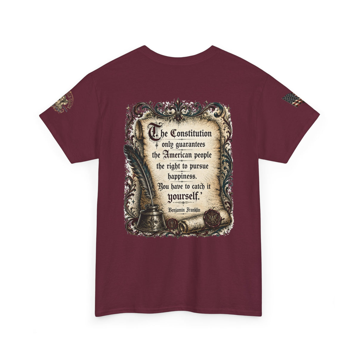 America 250 Vintage Style Constitution with Benjamin Franklin Quote Cotton Tee
