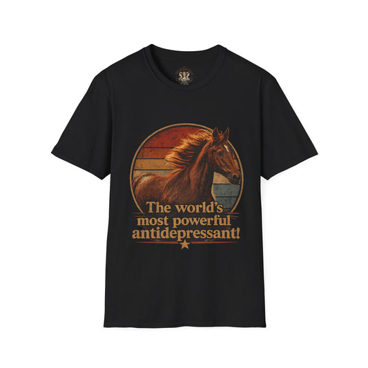 Graphic Tee – The World's Most Powerful Antidepressant | Horse Lover Retro 100% Cotton T-Shirt