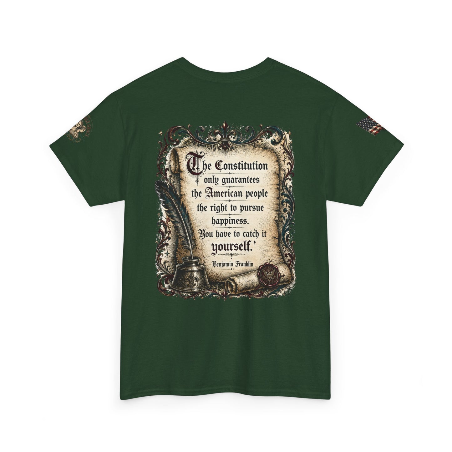 Patriotic Graphic Tee – America 250 Constitution & Benjamin Franklin Quote | 100% Cotton T-Shirt