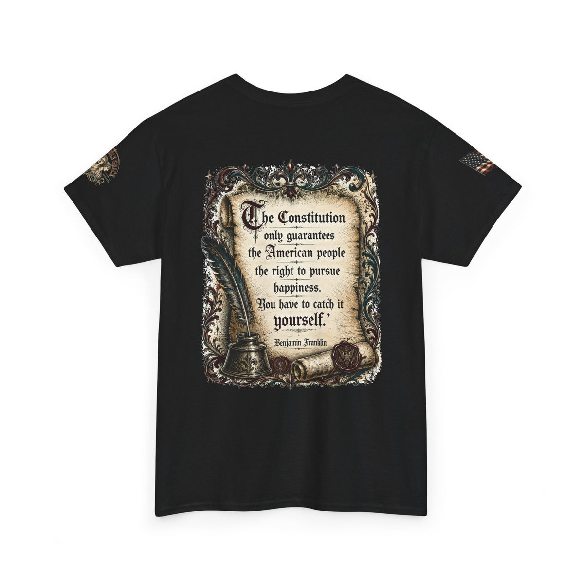 America 250 Vintage Style Constitution with Benjamin Franklin Quote Cotton Tee