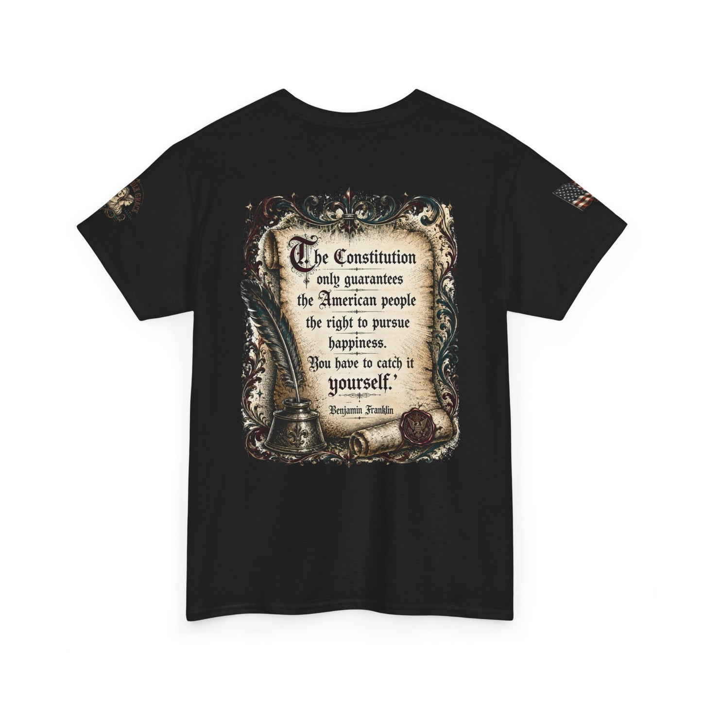 Patriotic Graphic Tee – America 250 Constitution & Benjamin Franklin Quote | 100% Cotton T-Shirt