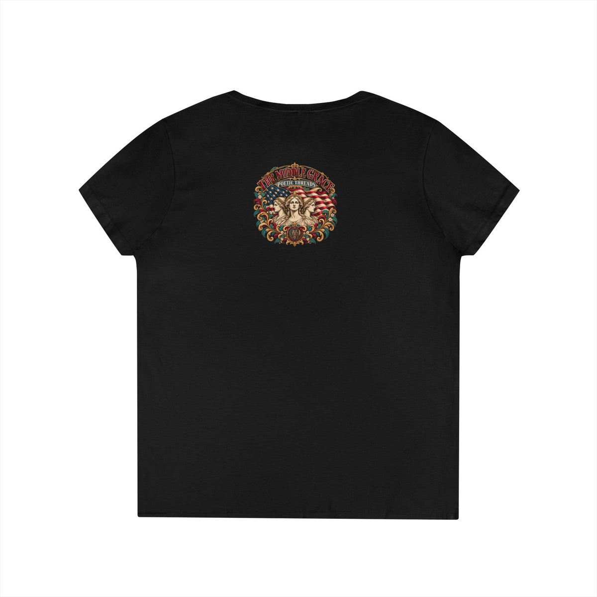 Ladies' V-Neck T-Shirt — Rustic Floral Western Graphic Tee with Inspirational Quote