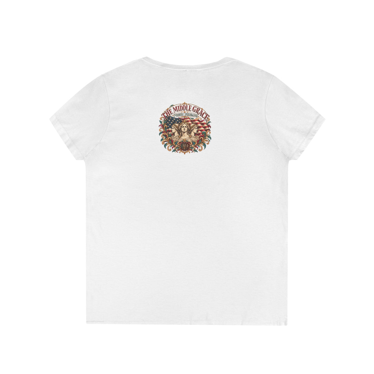 Ladies' V-Neck T-Shirt — Rustic Floral Western Graphic Tee with Inspirational Quote