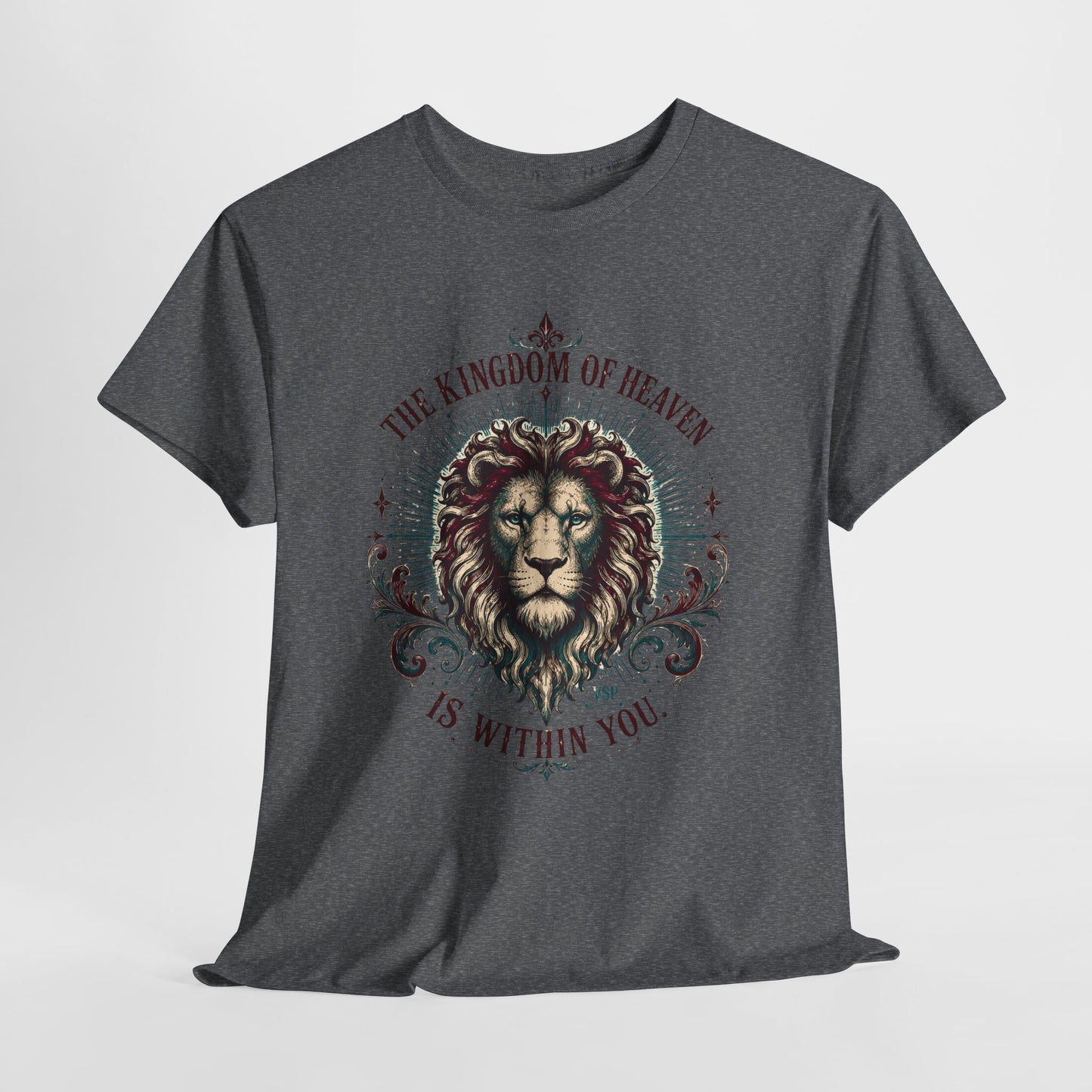 The Kingdom of Heaven is Within You- Inspirational Lion Design Cotton Tee