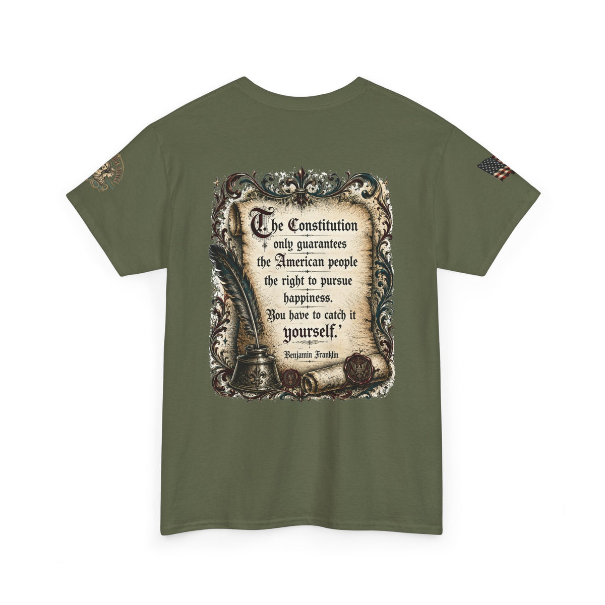 America 250 Vintage Style Constitution with Benjamin Franklin Quote Cotton Tee