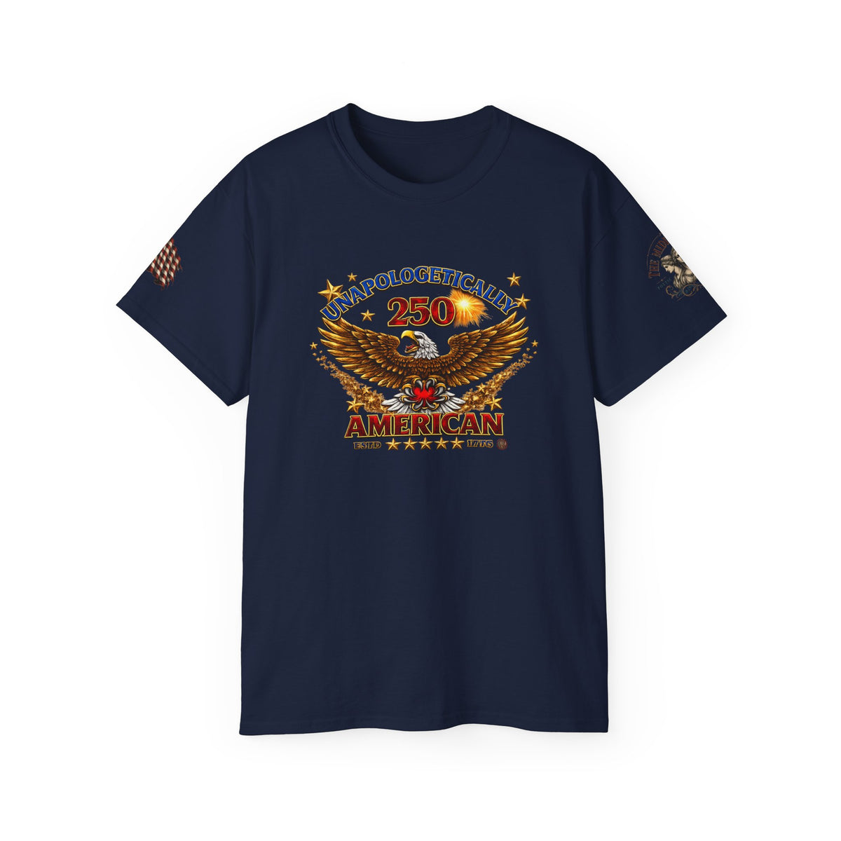 Unapologetically American Eagle Tee — '250 American' Patriotic Flag T‑Shirt
