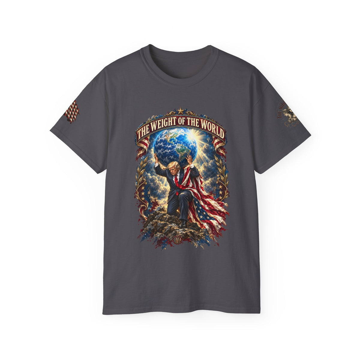 The Weight of the World Tee — Patriotic Atlas Graphic T-Shirt