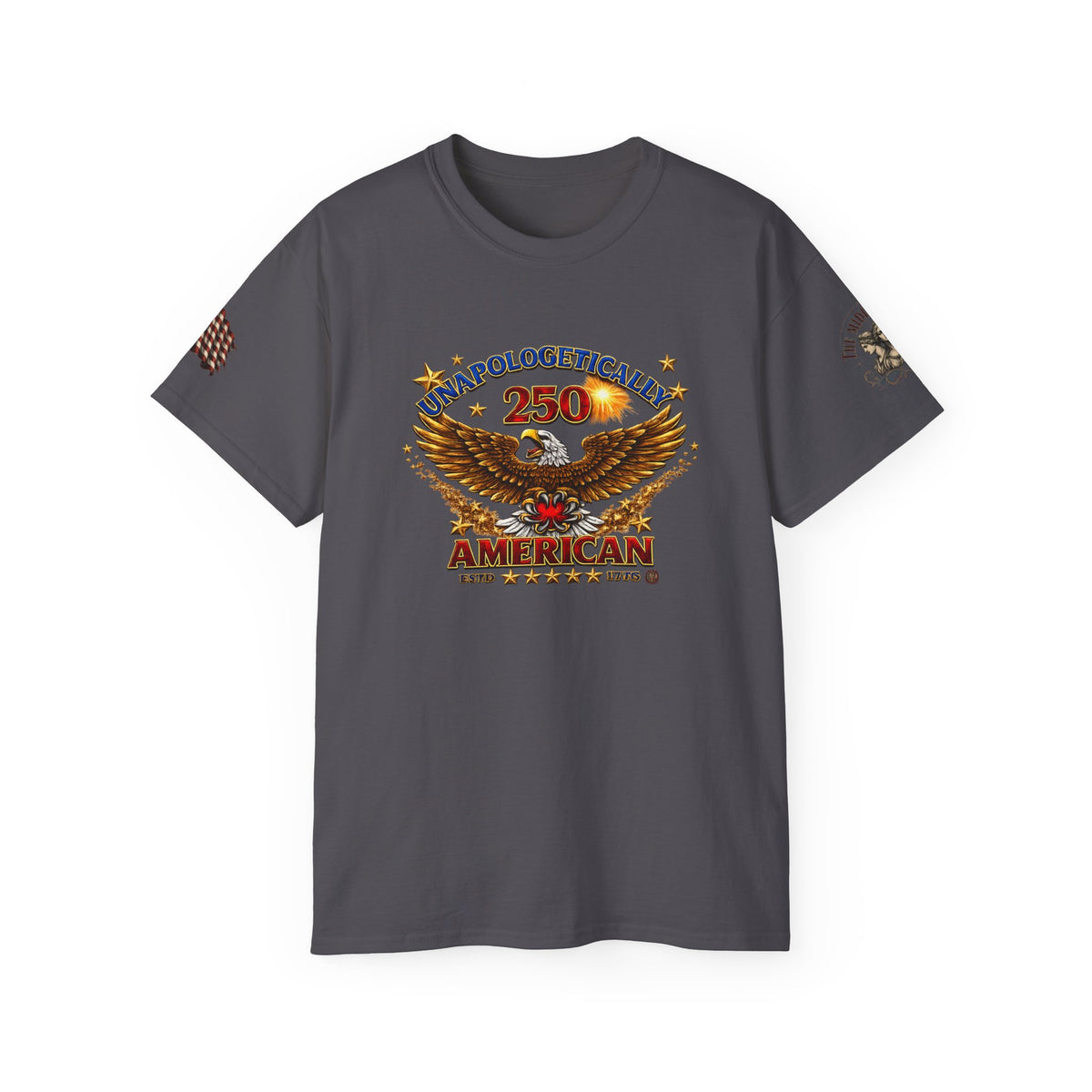Unapologetically American Eagle Tee — '250 American' Patriotic Flag T‑Shirt