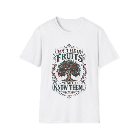 Inspirational Graphic Tee – By Their Fruits | Vintage Botanical Faith Design 100% Cotton T-Shirt