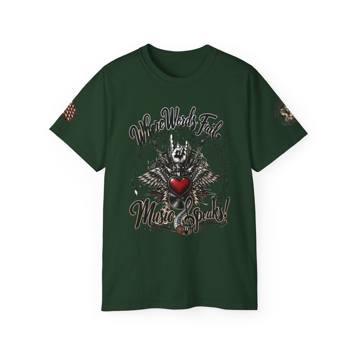 Music Speaks Tee — "Where Words Fail, Music Speaks" Heart & Treble Shirt