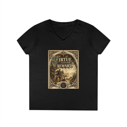 Virtue Is Its Own Reward V-Neck Tee — Vintage Family Women's Shirt