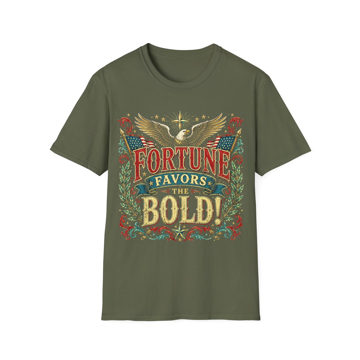 Fortune Favors the Bold T-Shirt — Vintage Eagle Graphic
