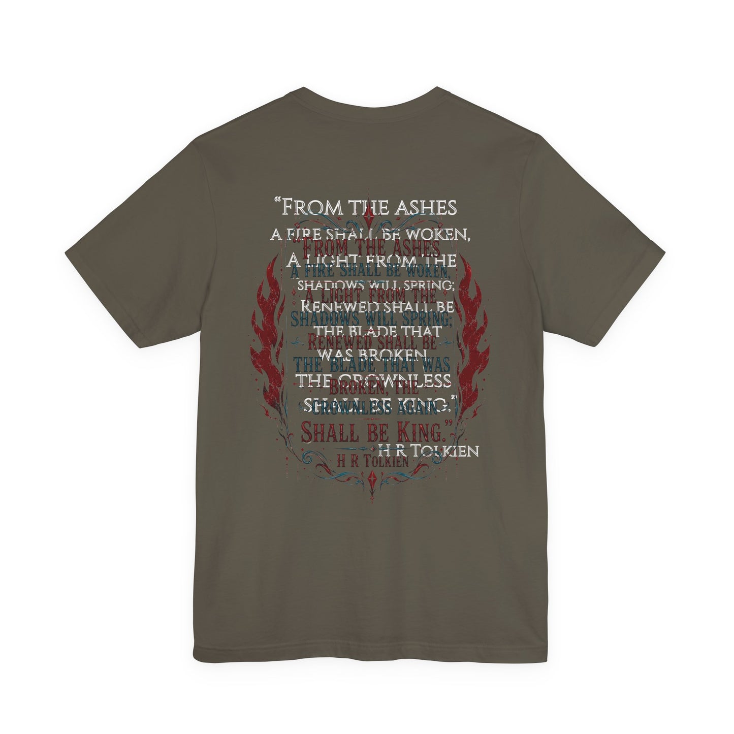 "Fraud Vitiates Everything"  Cotton Tee celebrates American renewal and awakening with a the common man becoming king by Tolkien  back.
