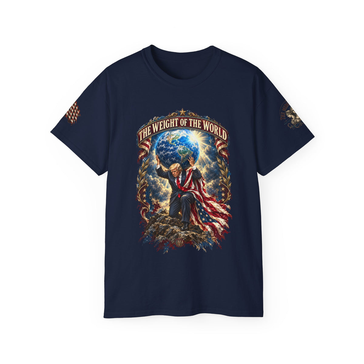 The Weight of the World Tee — Patriotic Atlas Graphic T-Shirt