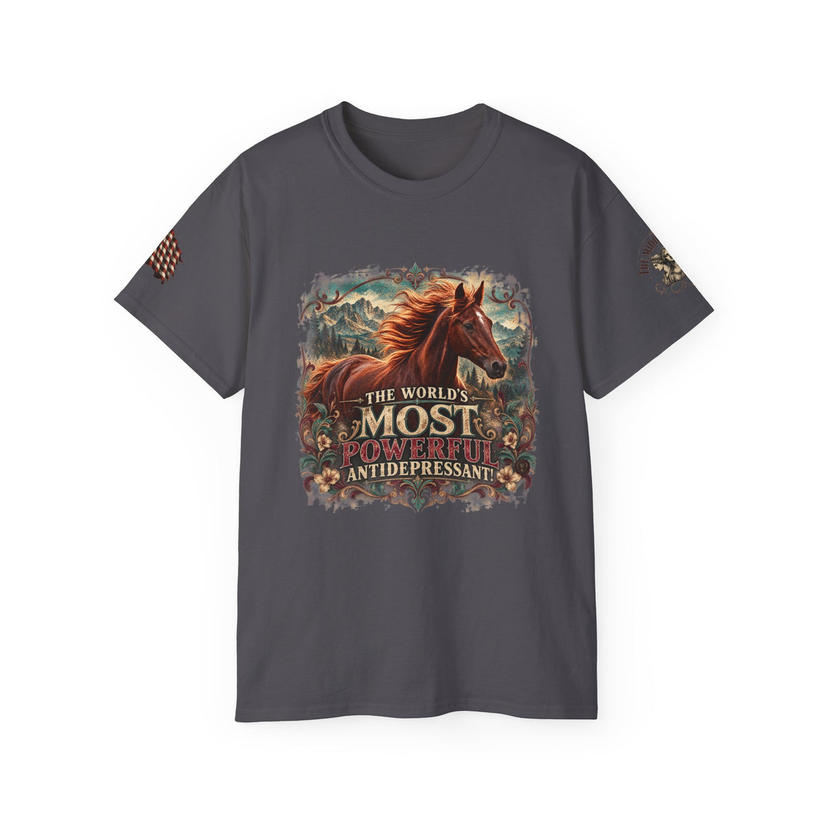 Horse Lover Tee — “The World’s Most Powerful Antidepressant” Graphic T-Shirt