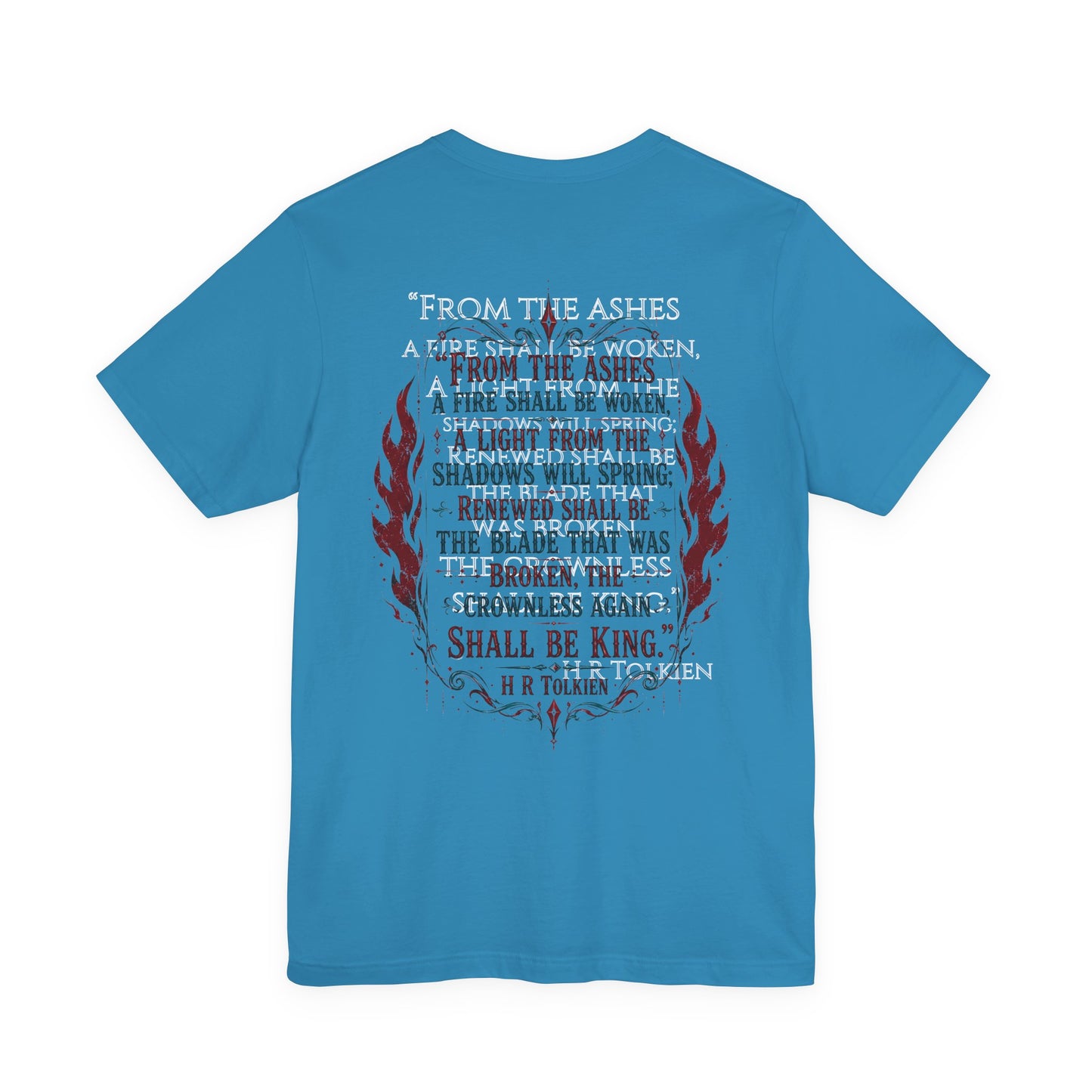 "Fraud Vitiates Everything"  Cotton Tee celebrates American renewal and awakening with a the common man becoming king by Tolkien  back.