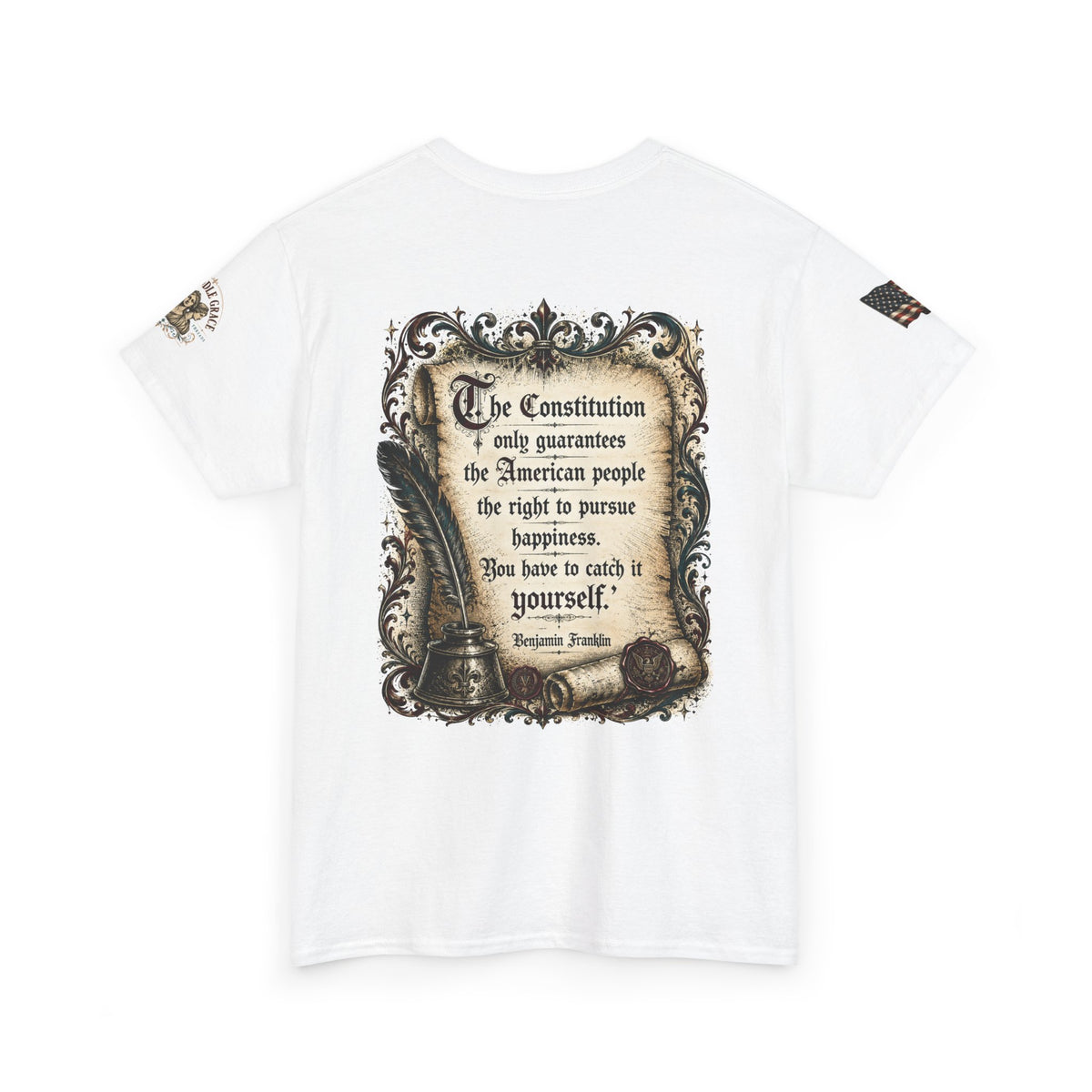 America 250 Vintage Style Constitution with Benjamin Franklin Quote Cotton Tee