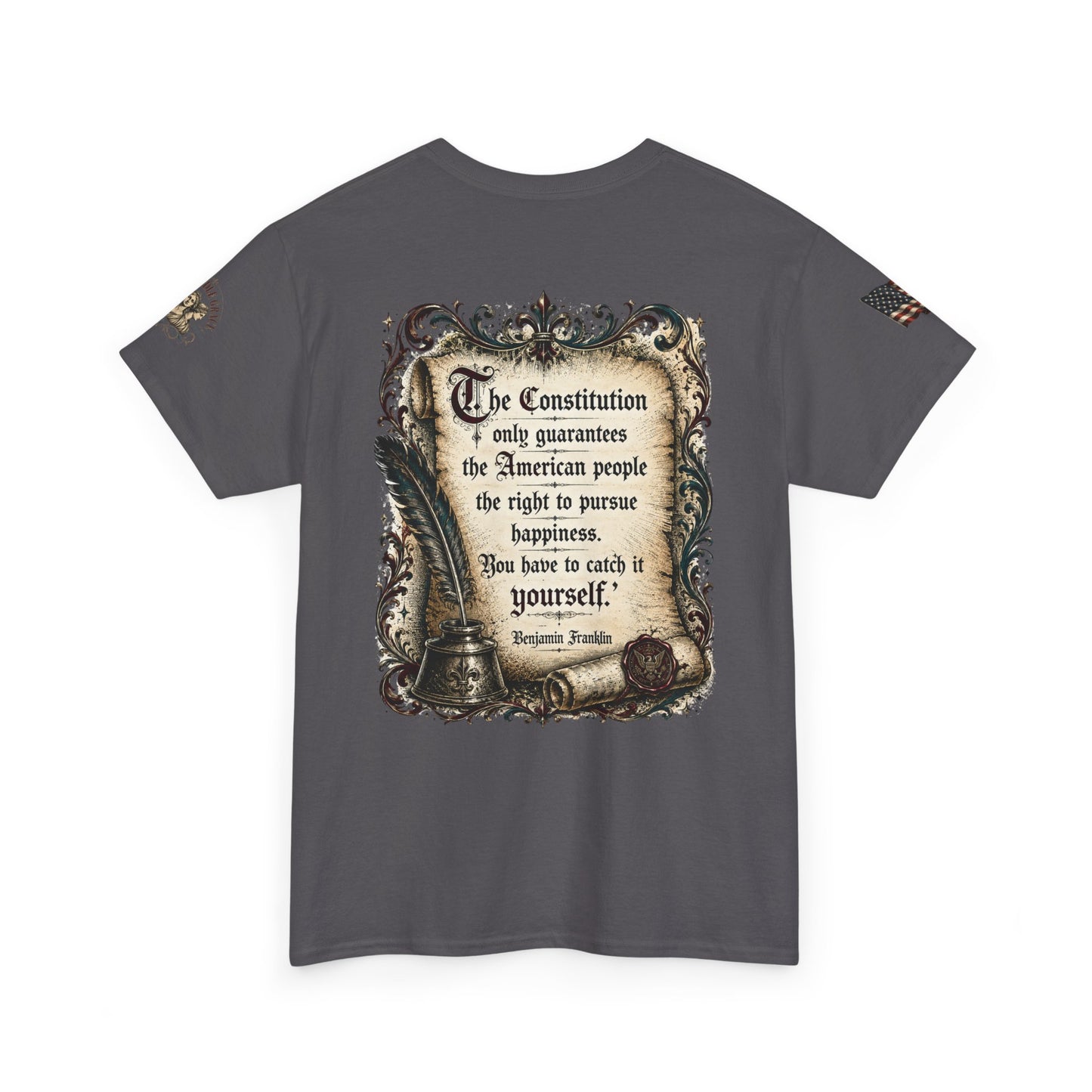 Patriotic Graphic Tee – America 250 Constitution & Benjamin Franklin Quote | 100% Cotton T-Shirt