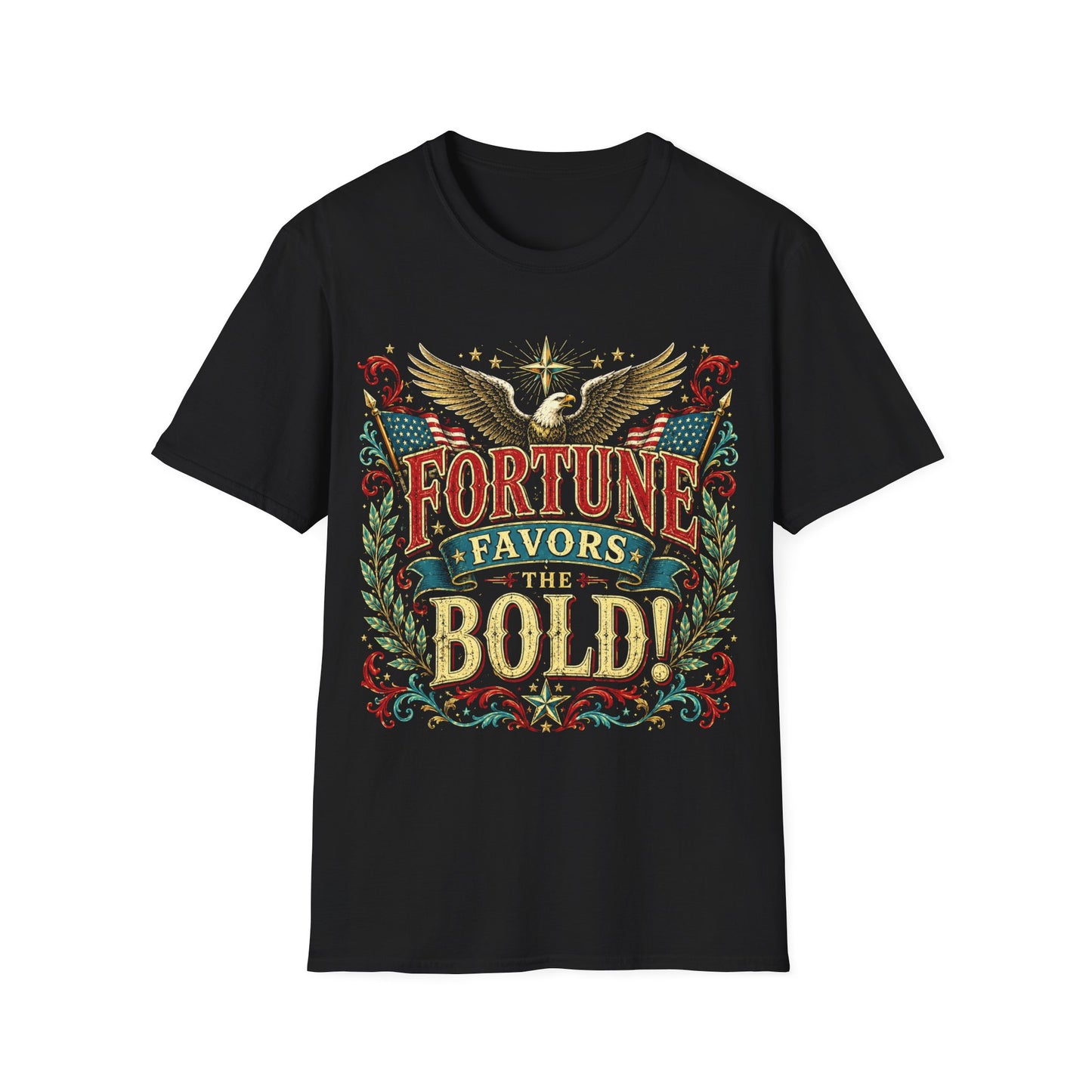 Fortune Favors the Bold T-Shirt — Vintage Eagle Graphic
