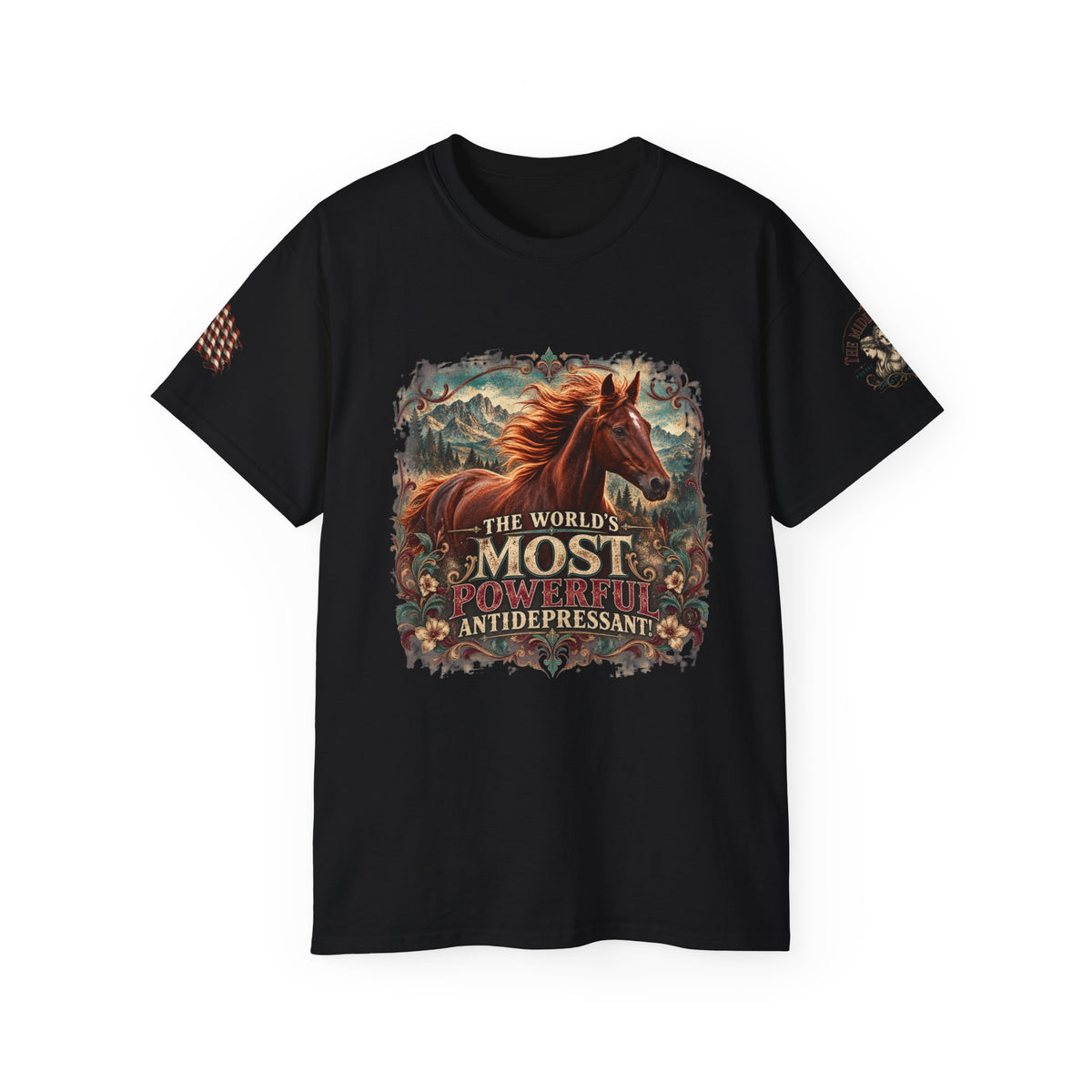 Horse Lover Tee — “The World’s Most Powerful Antidepressant” Graphic T-Shirt