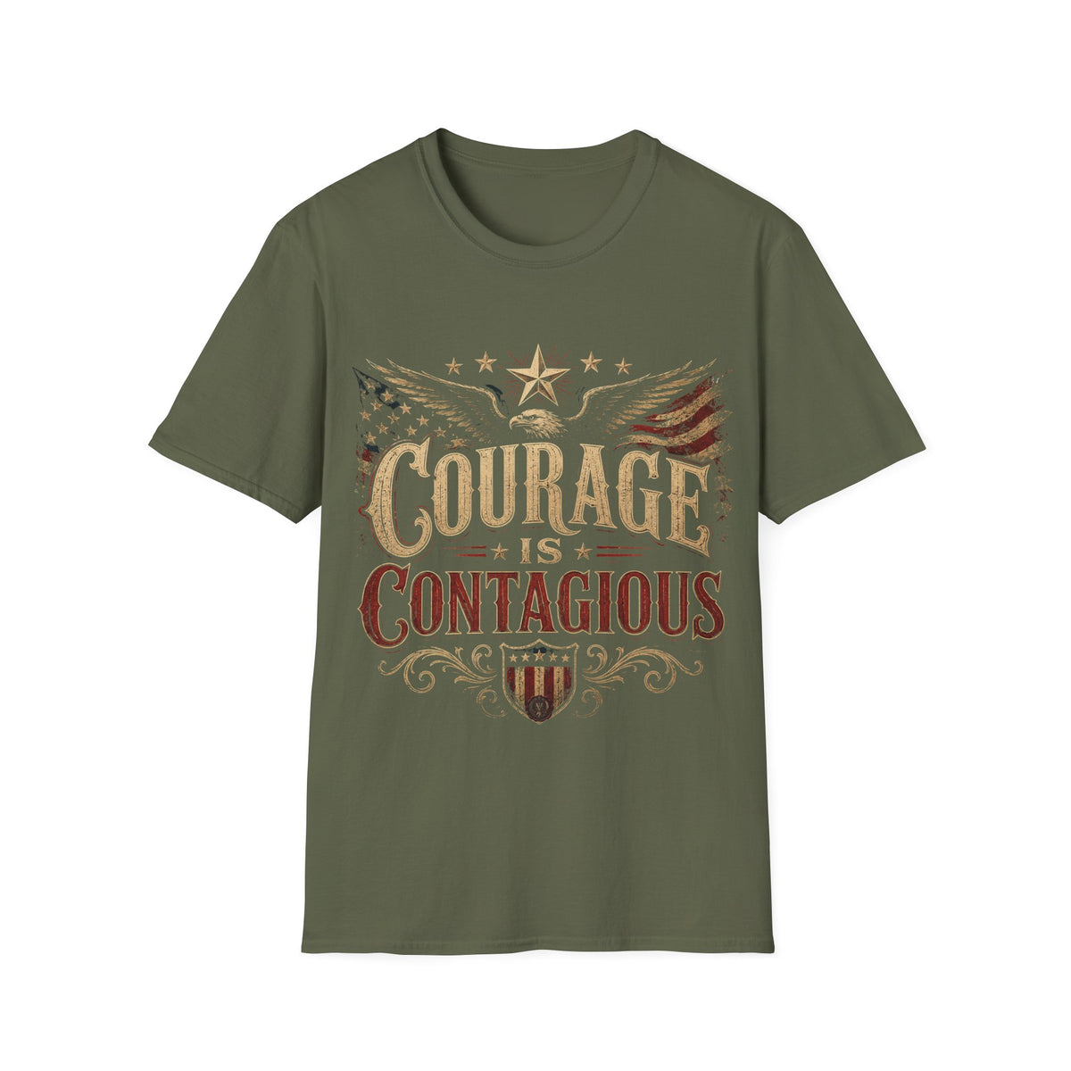 Courage Is Contagious T-Shirt — Vintage Patriotic Eagle Graphic
