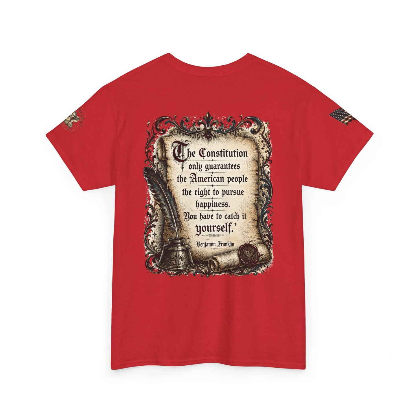 Patriotic Graphic Tee – America 250 Constitution & Benjamin Franklin Quote | 100% Cotton T-Shirt