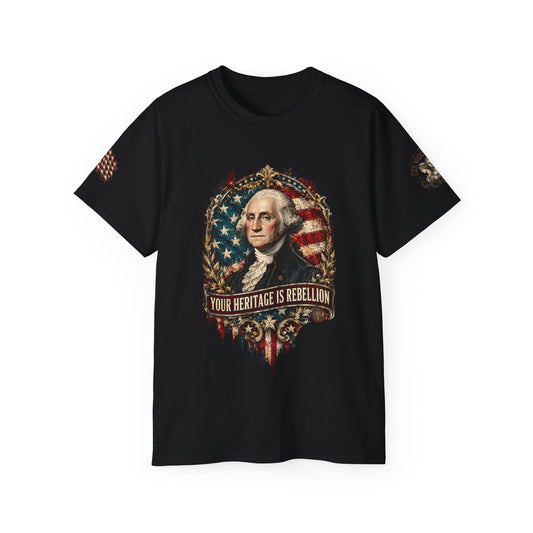 Heritage Rebellion Tee — George Washington American Flag Graphic T-Shirt